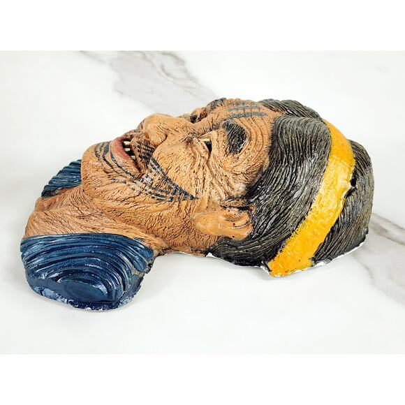 Bust Chinese Asian Oriental Senior Couple Chalkware 6" Wall Decor 80s x2 - Picture 6 of 13